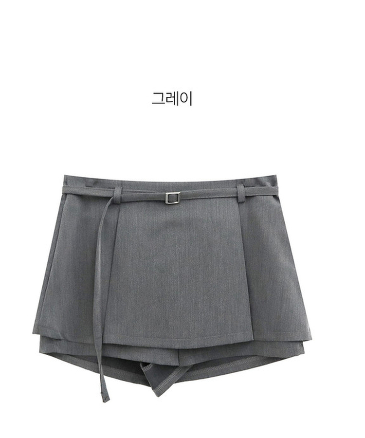 【ベルト付き】プリーツミニスカートパンツ
