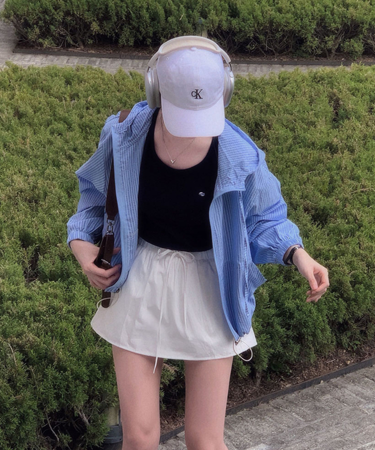여름내내 살안타는 이유리틀 스트라이프 후드 집업 스트링 점퍼 소라