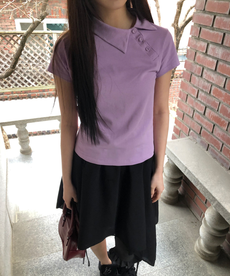 アンバランスポイント半袖Tシャツ LAVENDER