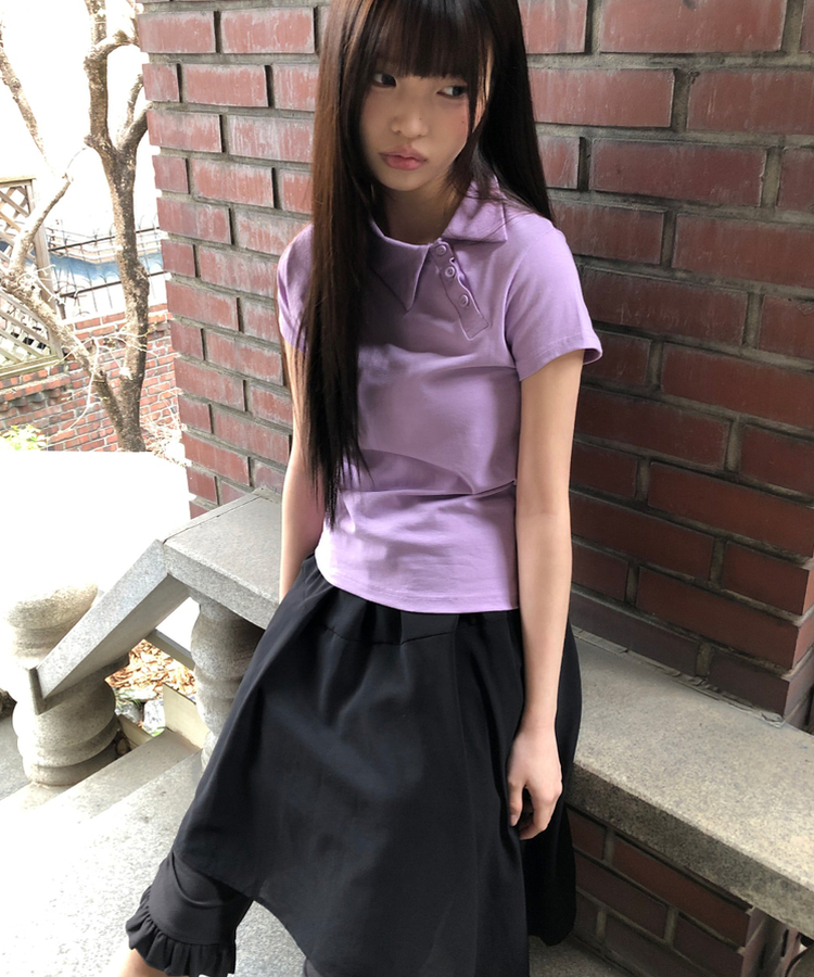 アンバランスポイント半袖Tシャツ LAVENDER