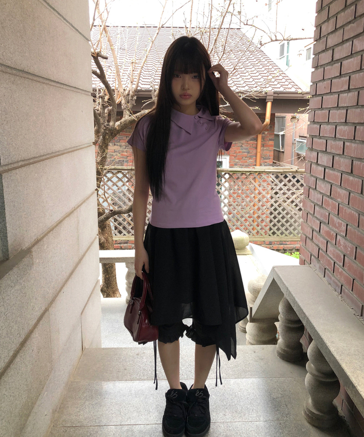 アンバランスポイント半袖Tシャツ LAVENDER