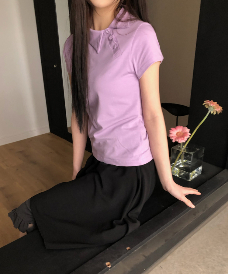 アンバランスポイント半袖Tシャツ LAVENDER