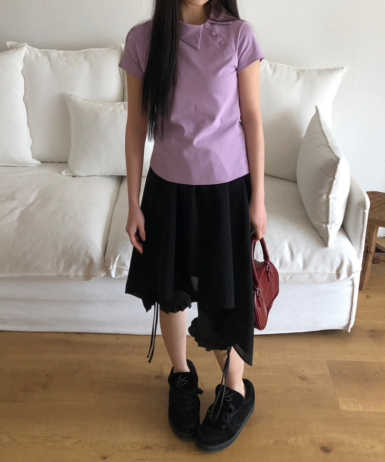 アンバランスポイント半袖Tシャツ LAVENDER