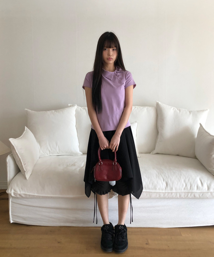 アンバランスポイント半袖Tシャツ LAVENDER