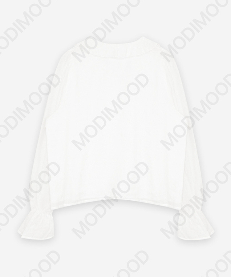 シャーリングパフリボンブラウス