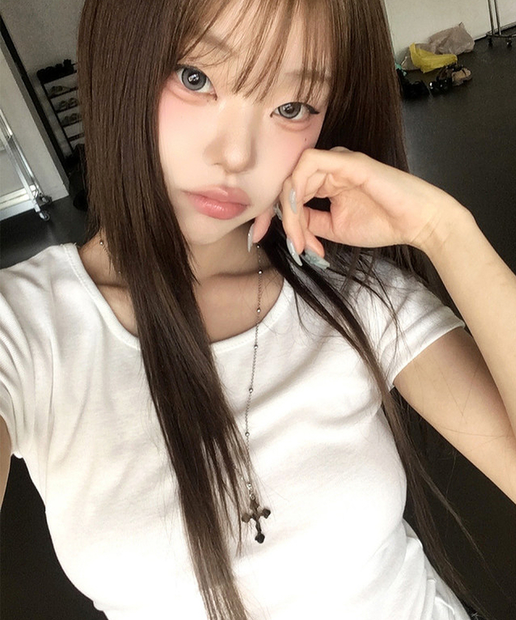 カラーベーシックデイリーUネック半袖Tシャツ(12color) WHITE