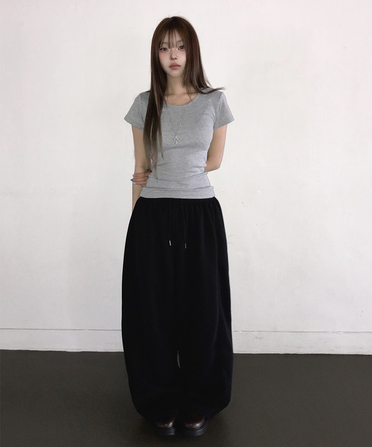 カラーベーシックデイリーUネック半袖Tシャツ(12color) Merange Gray