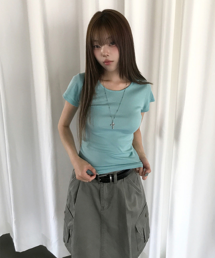 カラーベーシックデイリーUネック半袖Tシャツ(12color) MINT