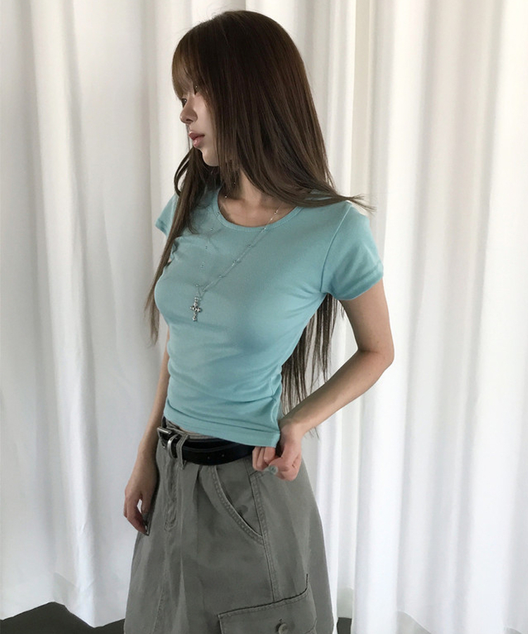 カラーベーシックデイリーUネック半袖Tシャツ(12color) MINT