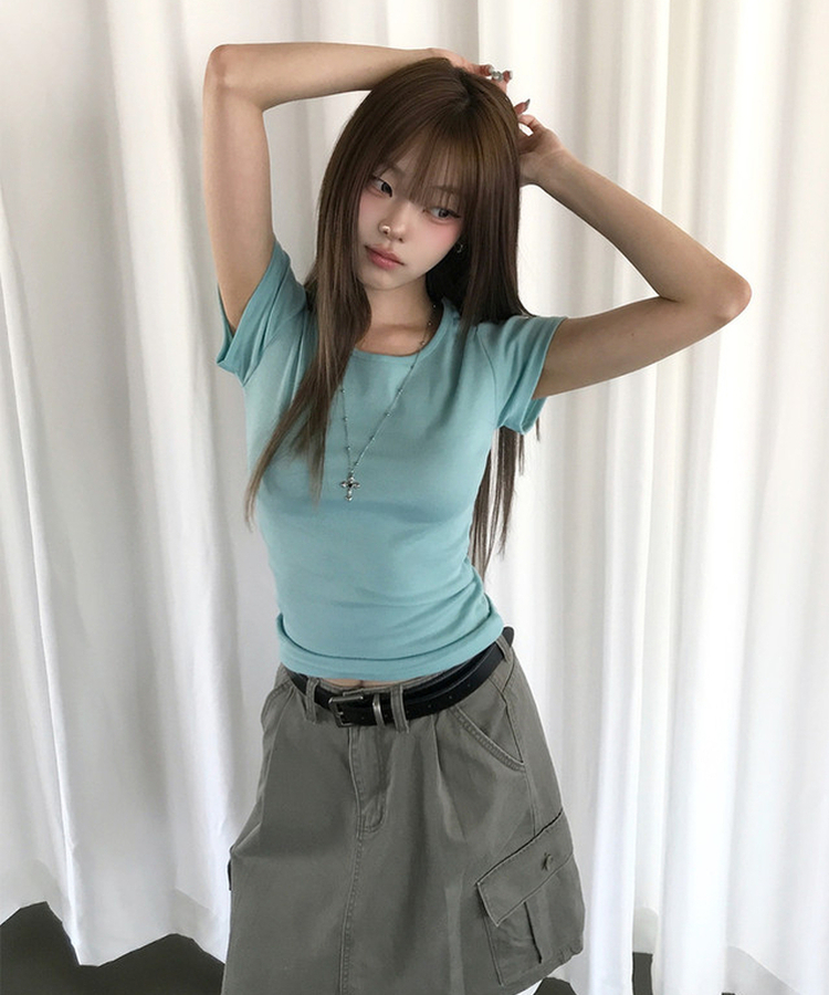 カラーベーシックデイリーUネック半袖Tシャツ(12color) MINT