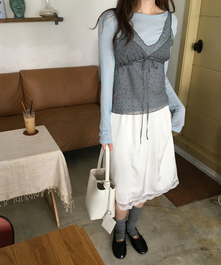 シフォンサテンミディスカート IVORY