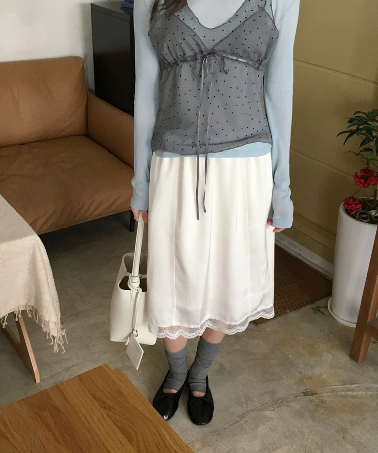 シフォンサテンミディスカート IVORY