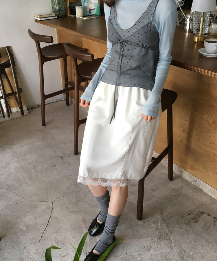 シフォンサテンミディスカート IVORY