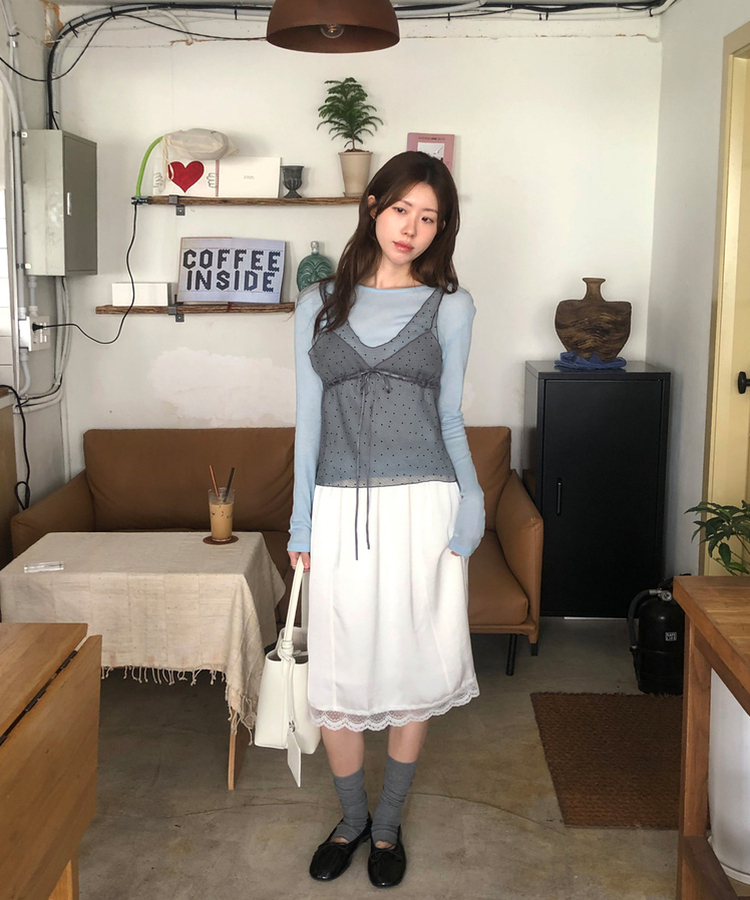 シフォンサテンミディスカート IVORY