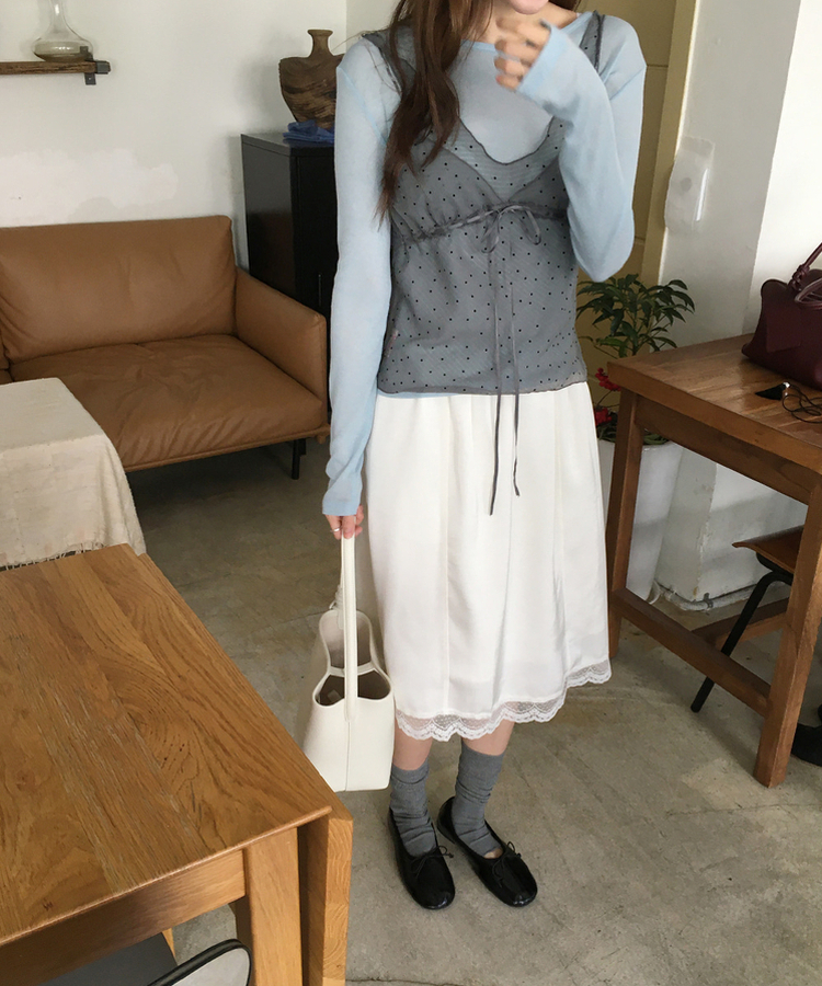 シフォンサテンミディスカート IVORY