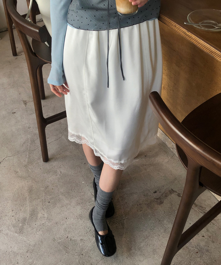 シフォンサテンミディスカート IVORY