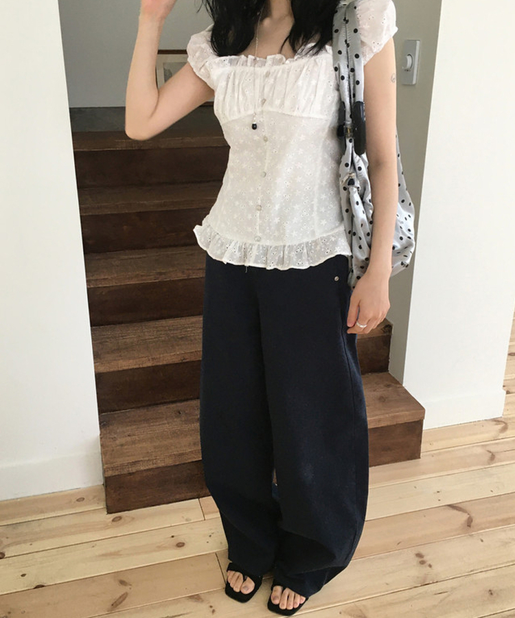 クラシックワイドコットンパンツ BLACK