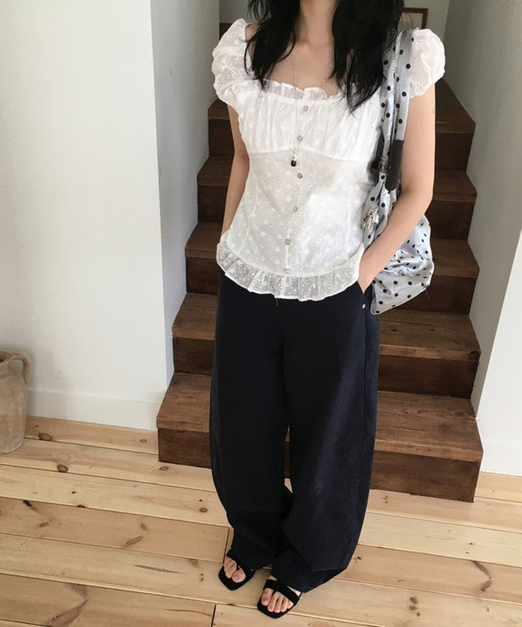 クラシックワイドコットンパンツ BLACK