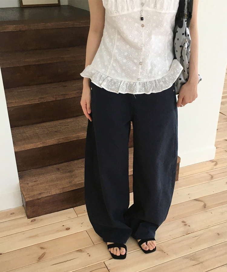 クラシックワイドコットンパンツ BLACK