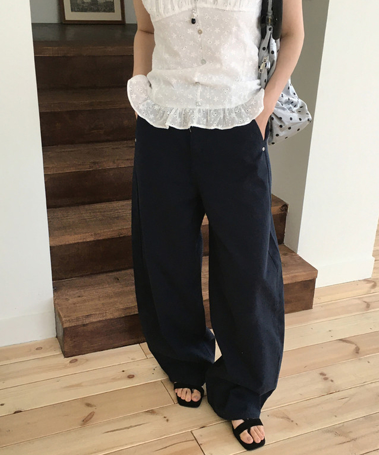 クラシックワイドコットンパンツ BLACK