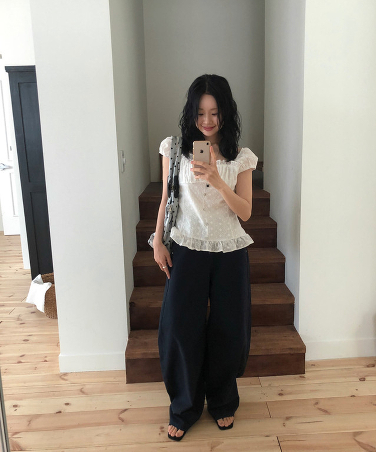 クラシックワイドコットンパンツ BLACK