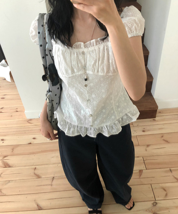 クラシックワイドコットンパンツ BLACK