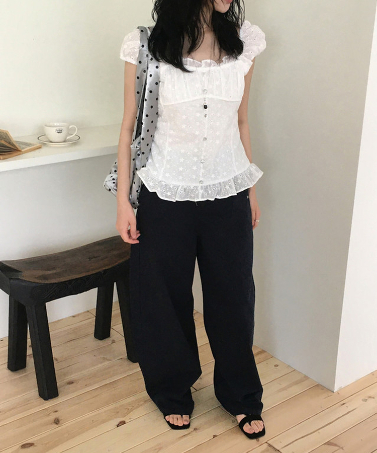 クラシックワイドコットンパンツ BLACK