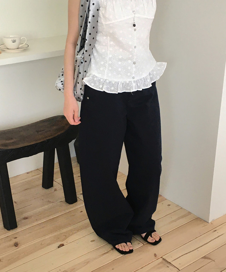 クラシックワイドコットンパンツ BLACK