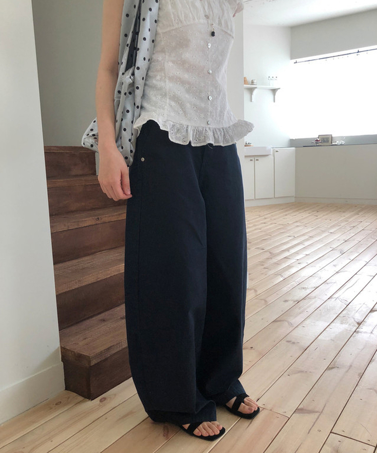 クラシックワイドコットンパンツ BLACK