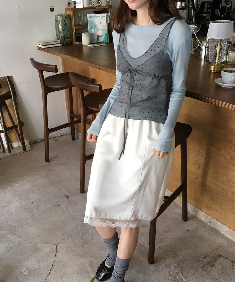 ドットシフォンレイヤードビスチェ BLACK