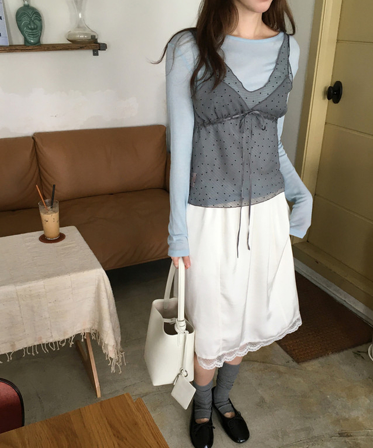 レイヤードテンセル長袖Tシャツ(5color) SKY BLUE