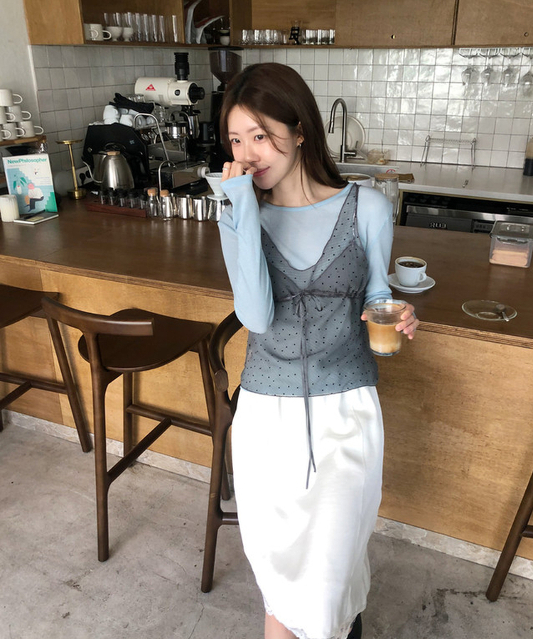 レイヤードテンセル長袖Tシャツ(5color) SKY BLUE