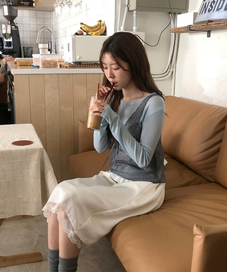 レイヤードテンセル長袖Tシャツ(5color) SKY BLUE