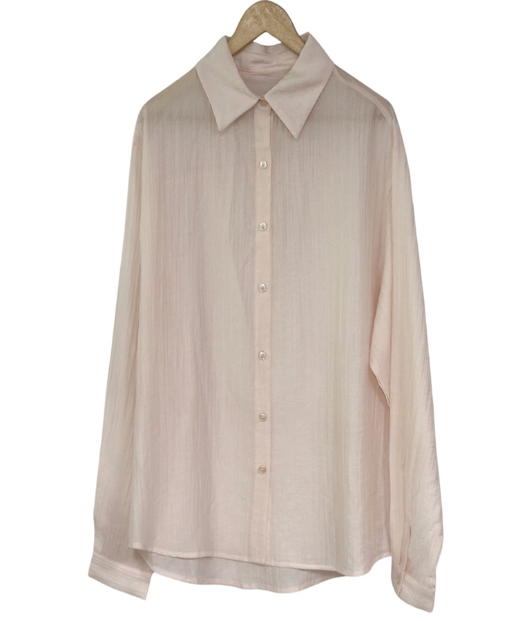 カラーネックロングシアーシャツ(5color)