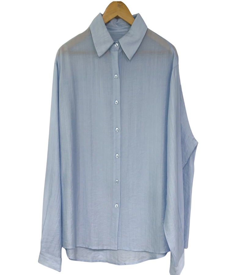 カラーネックロングシアーシャツ(5color)