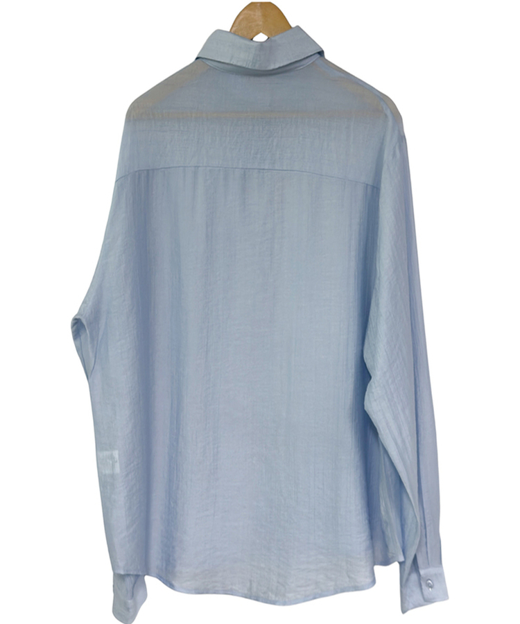 カラーネックロングシアーシャツ(5color)