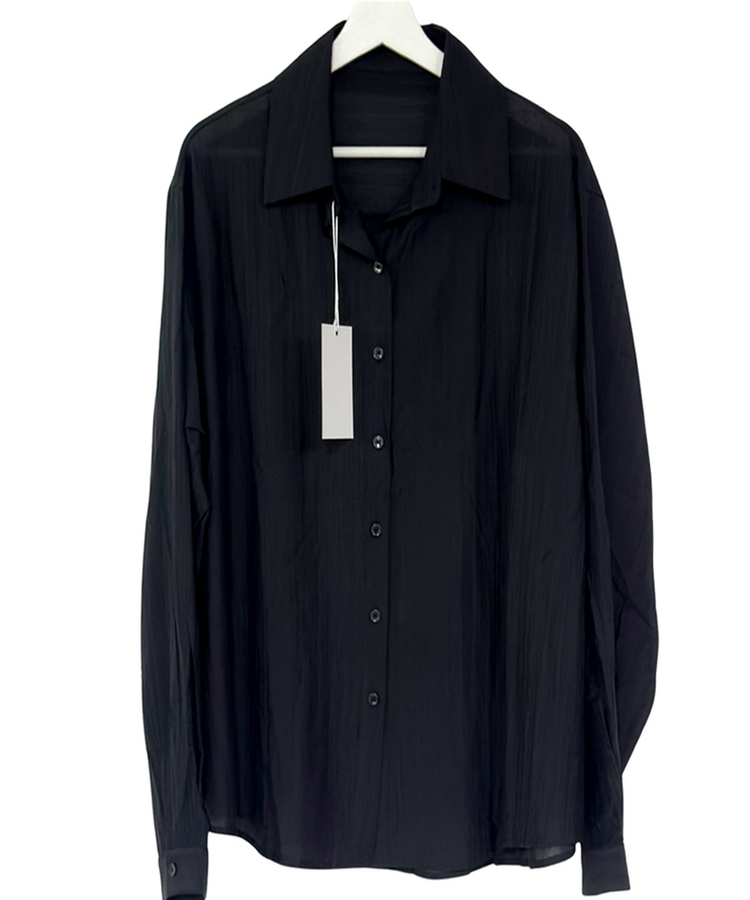 カラーネックロングシアーシャツ(5color)