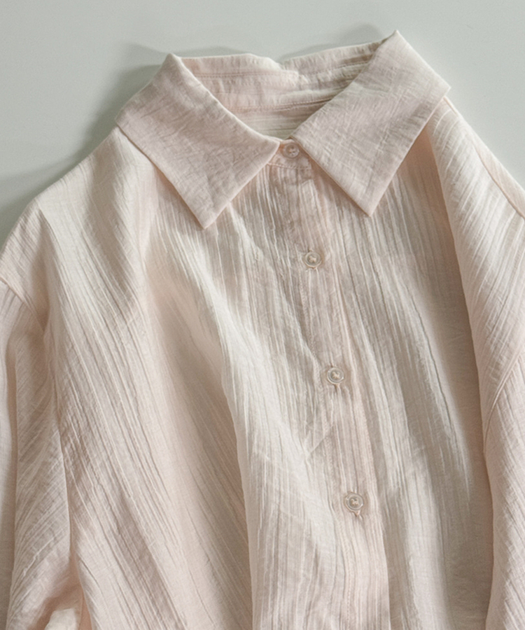 カラーネックロングシアーシャツ(5color)