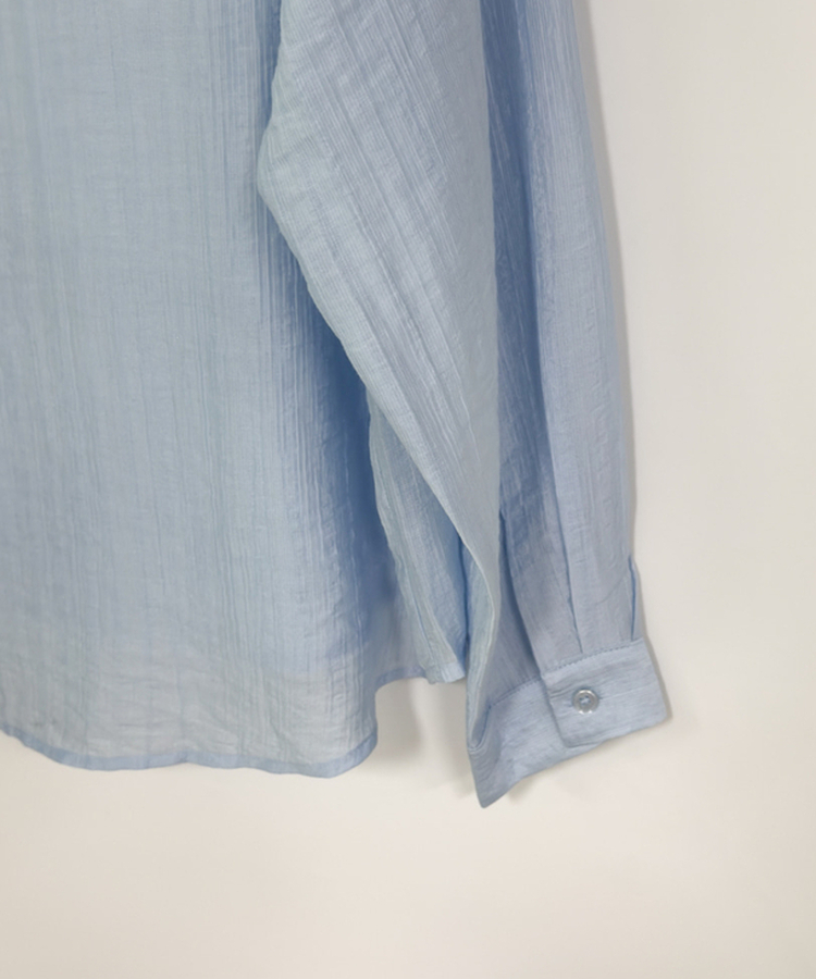 カラーネックロングシアーシャツ(5color)