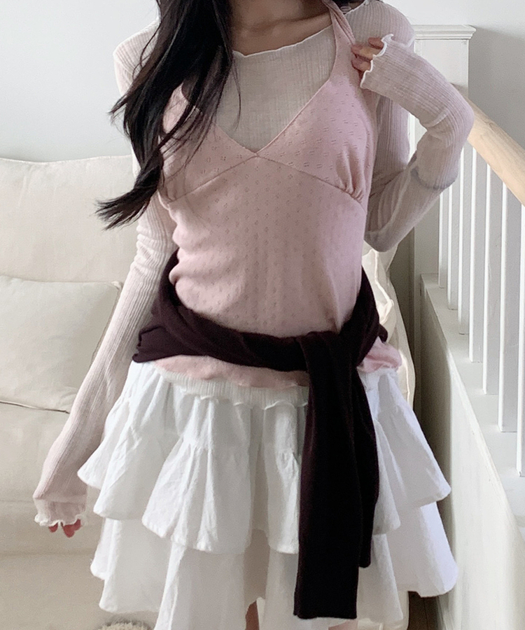 ウェーブシアー長袖Tシャツ(5color) IVORY