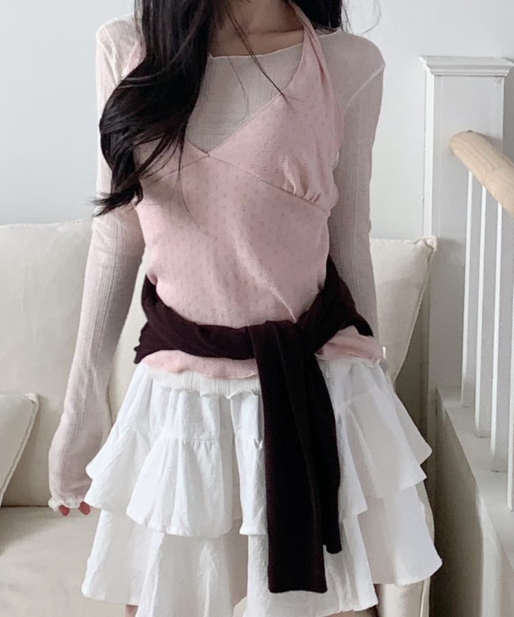 ウェーブシアー長袖Tシャツ(5color) IVORY