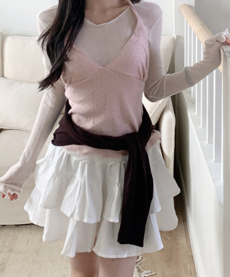 ウェーブシアー長袖Tシャツ(5color) IVORY