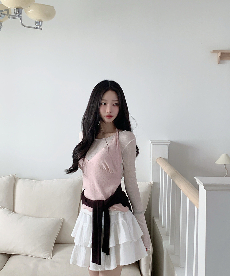 ウェーブシアー長袖Tシャツ(5color) IVORY