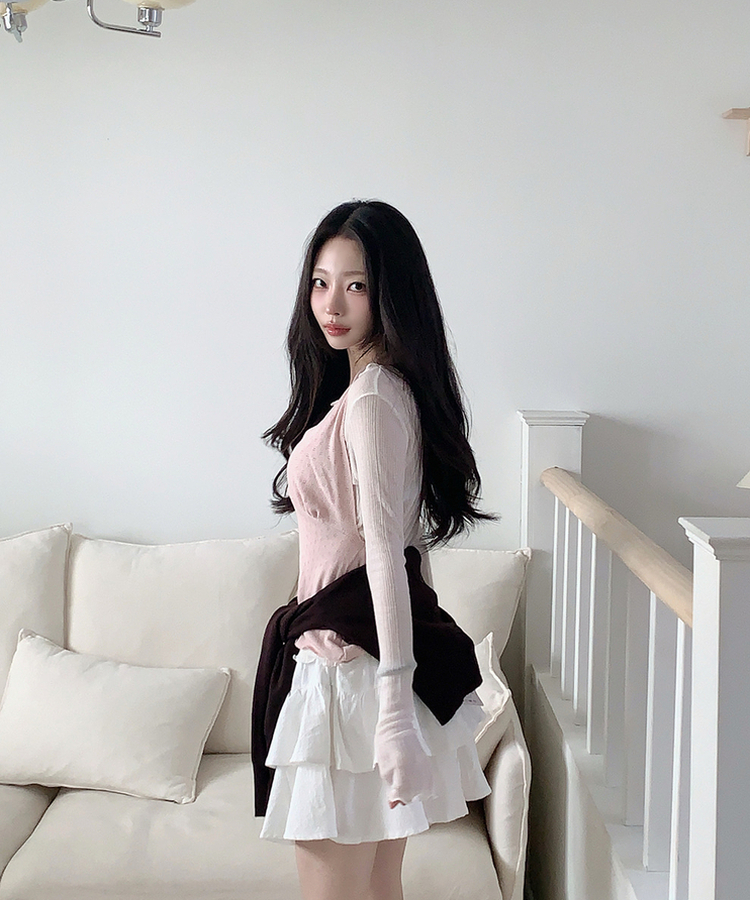 ウェーブシアー長袖Tシャツ(5color) IVORY