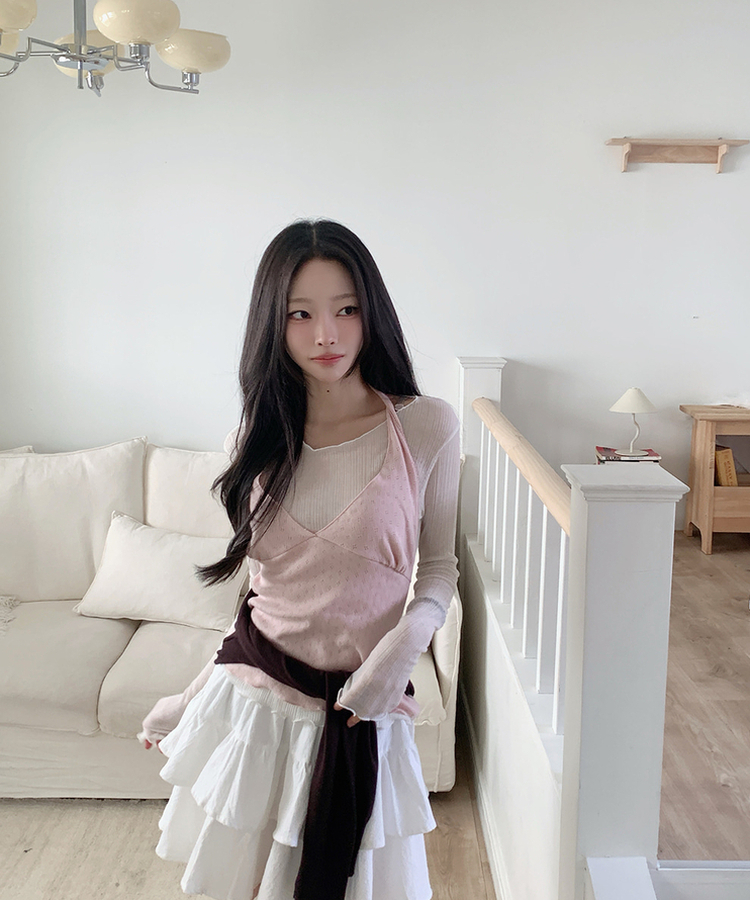 ウェーブシアー長袖Tシャツ(5color) IVORY