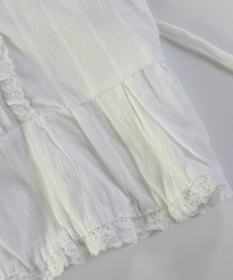 レースパフフリル長袖ブラウス