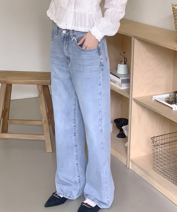 【丈別】ストライプウォッシングデニムパンツ LIGHT DENIM