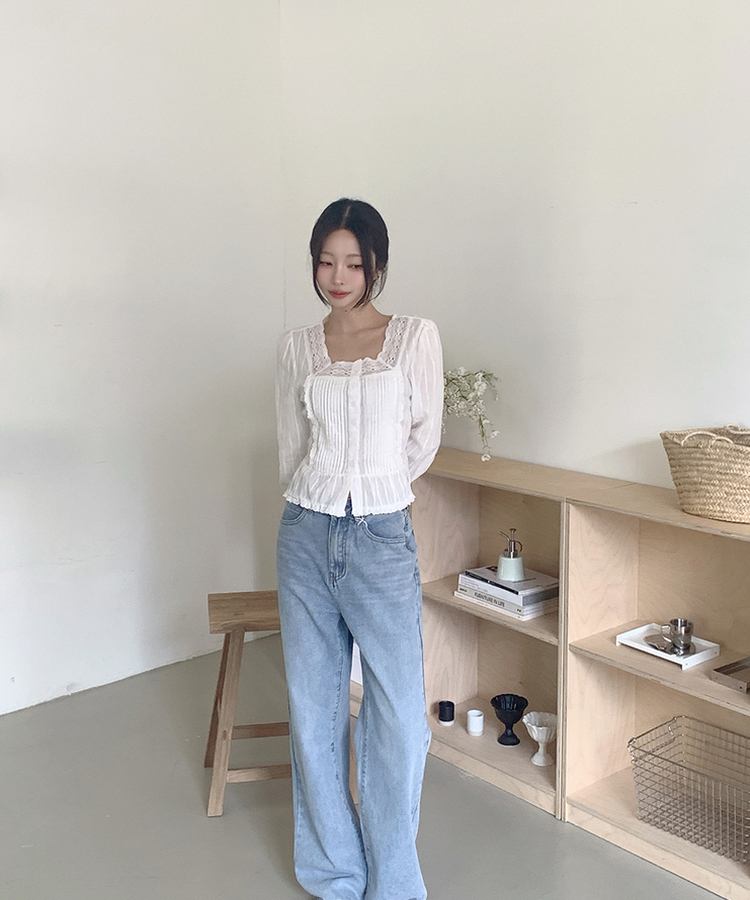 【丈別】ストライプウォッシングデニムパンツ LIGHT DENIM
