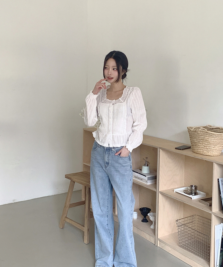 【丈別】ストライプウォッシングデニムパンツ LIGHT DENIM