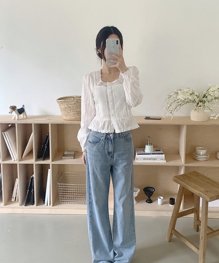 【丈別】ストライプウォッシングデニムパンツ LIGHT DENIM